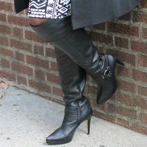 7 Over the Knee, thigh high Leather Boots NIB, fold to knee,Ros Hommerson Nice